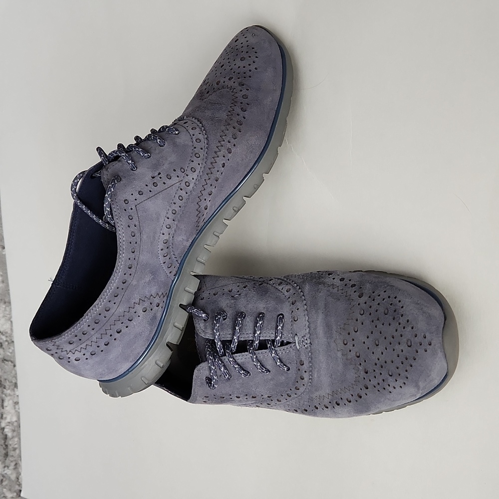 Cole Hahn Zerogrand Women's Blue Gray Suede Oxford Lace Up Shoe Size 9